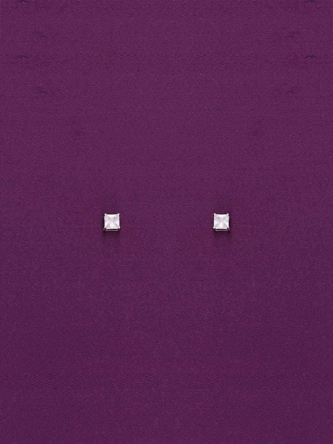 

KAI JEWEL Cubic Zirconia Rhodium Plated 92.5 Sterling Silver Square Studs Earrings