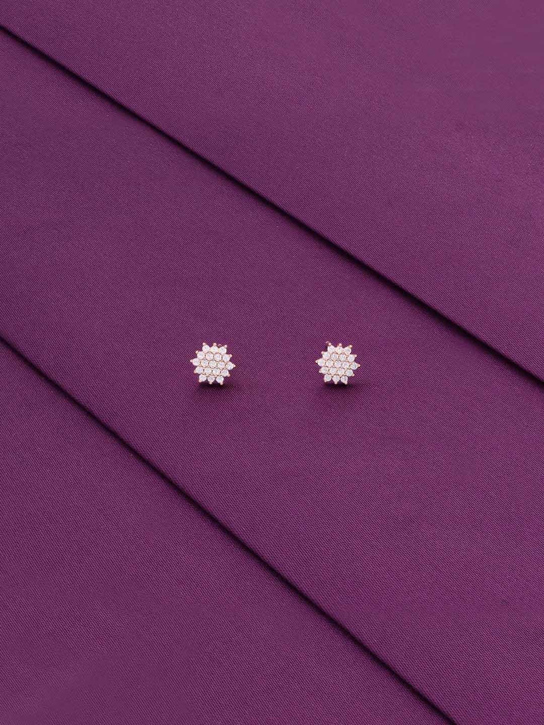 

KAI JEWEL 92.5 Sterling Silver Rose Gold-Plated Cubic Zirconia Contemporary Stud Earrings