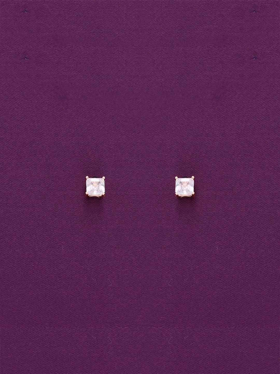 

KAI JEWEL Rose Gold-Plated Sterling Silver Cubic Zirconia Stone Studs Earrings