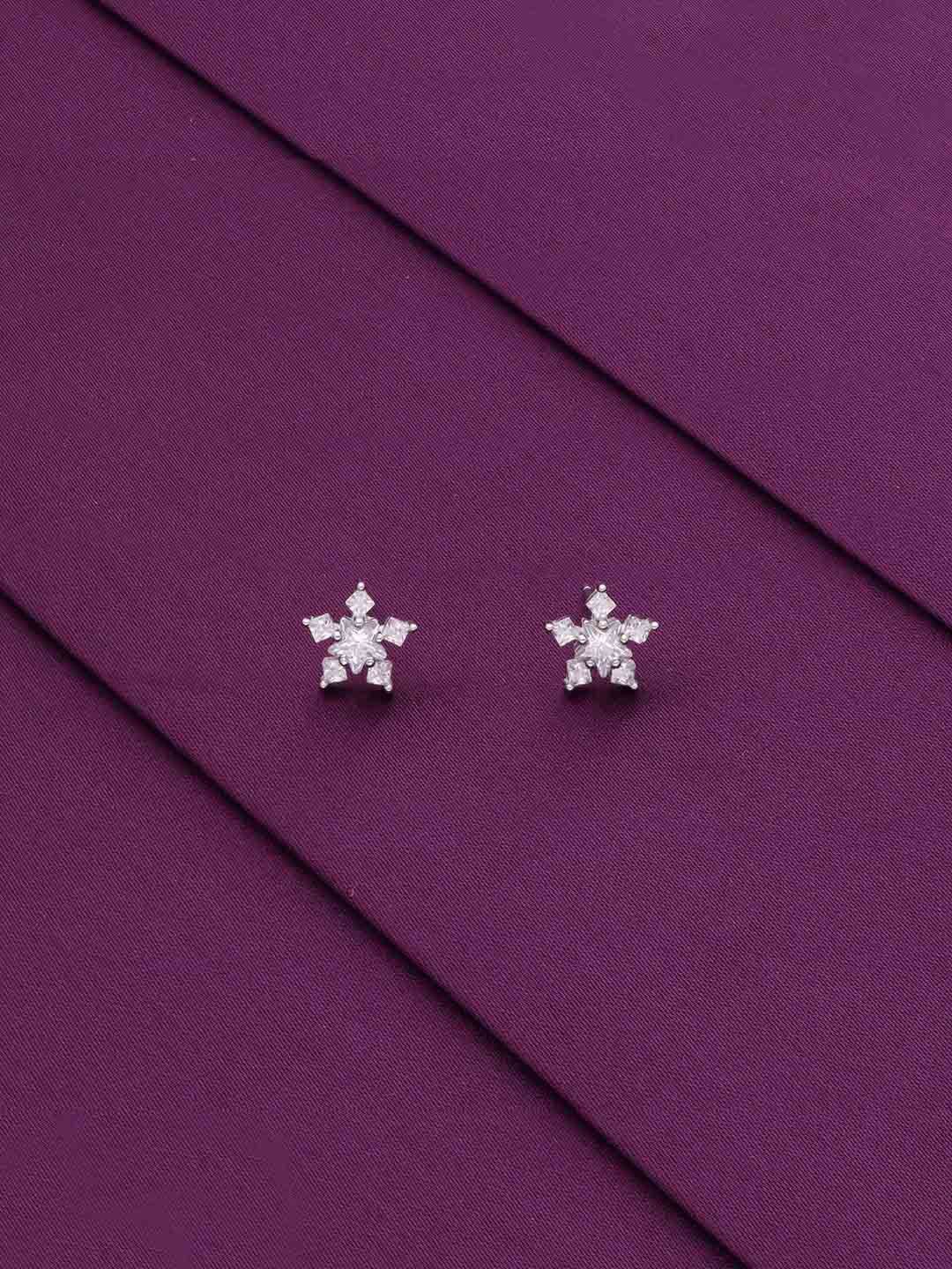 

KAI JEWEL 92.5 Sterling Silver Rhodium-Plated Cubic Zirconia Studded Studs Earrings