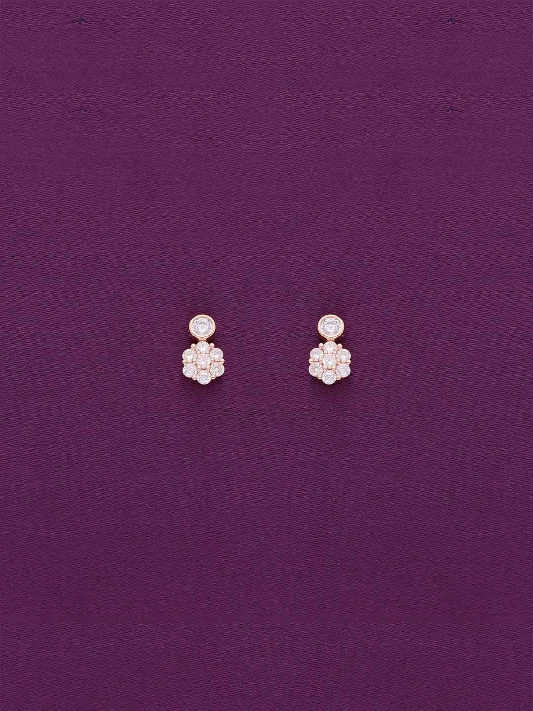 

KAI JEWEL Rose Gold-Plated Sterling Silver Floral Cubic Zirconia Stone Studs Earrings