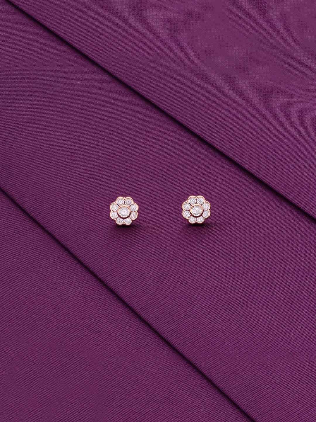 

KAI JEWEL Cubic Zirconia Rose Gold Plated 92.5 Sterling Silver Floral Studs Earrings