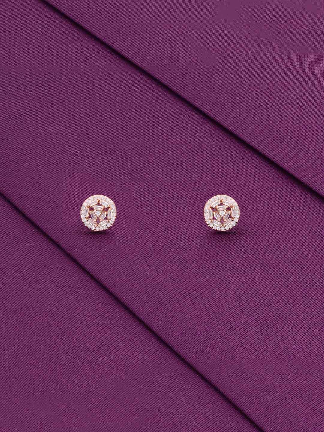 

KAI JEWEL Cubic Zirconia Rose Gold Plated 92.5 Sterling Silver Studs Earrings