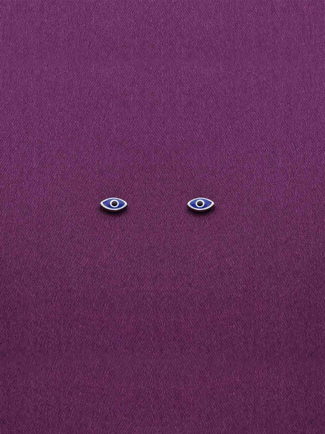 

KAI JEWEL Rhodium-Plated 925 Sterling Silver CZ Stone Studded Evil Eye Studs Earrings