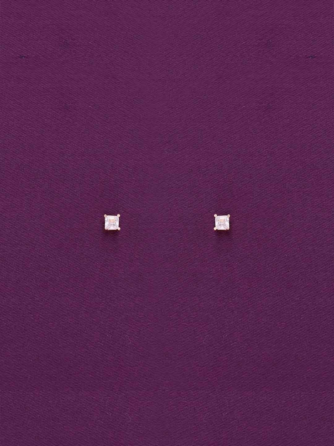 

KAI JEWEL Cubic Zirconia Rose Gold Plated 92.5 Sterling Silver Square Studs Earrings