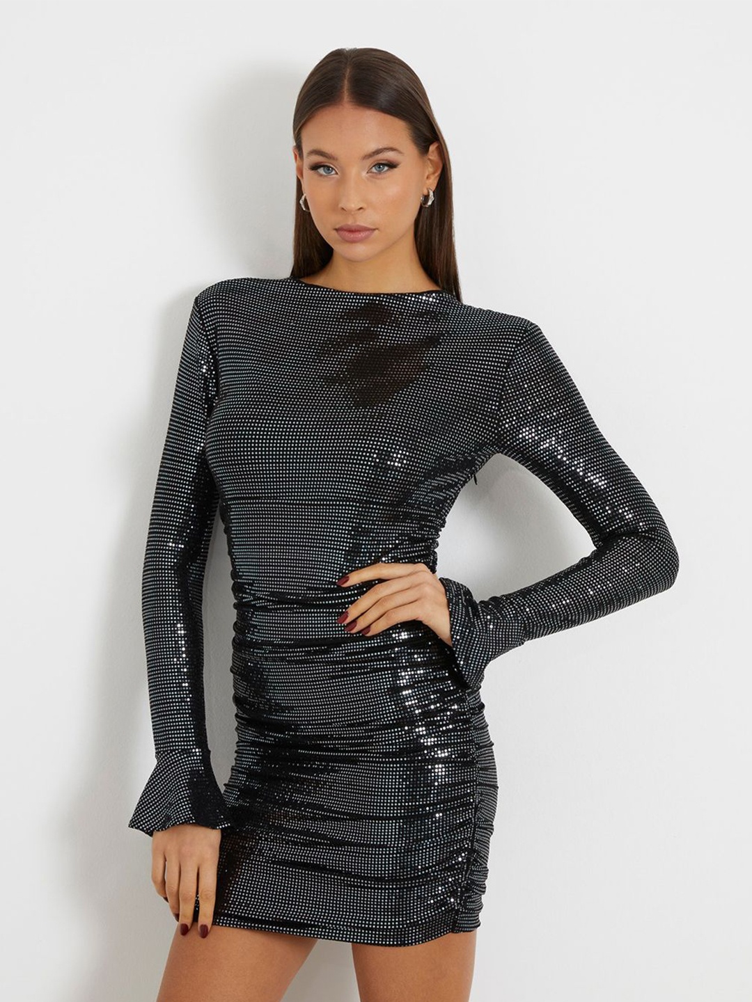 

GUESS Embellished Bodycon Mini Dress, Black