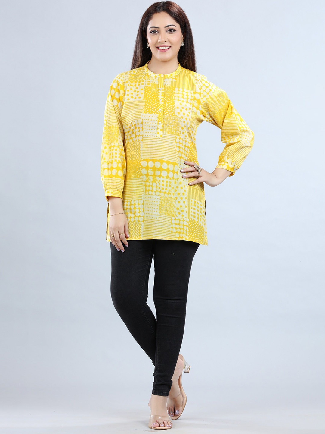 

COTTON CULTURE Women Printed Kurta, Yellow