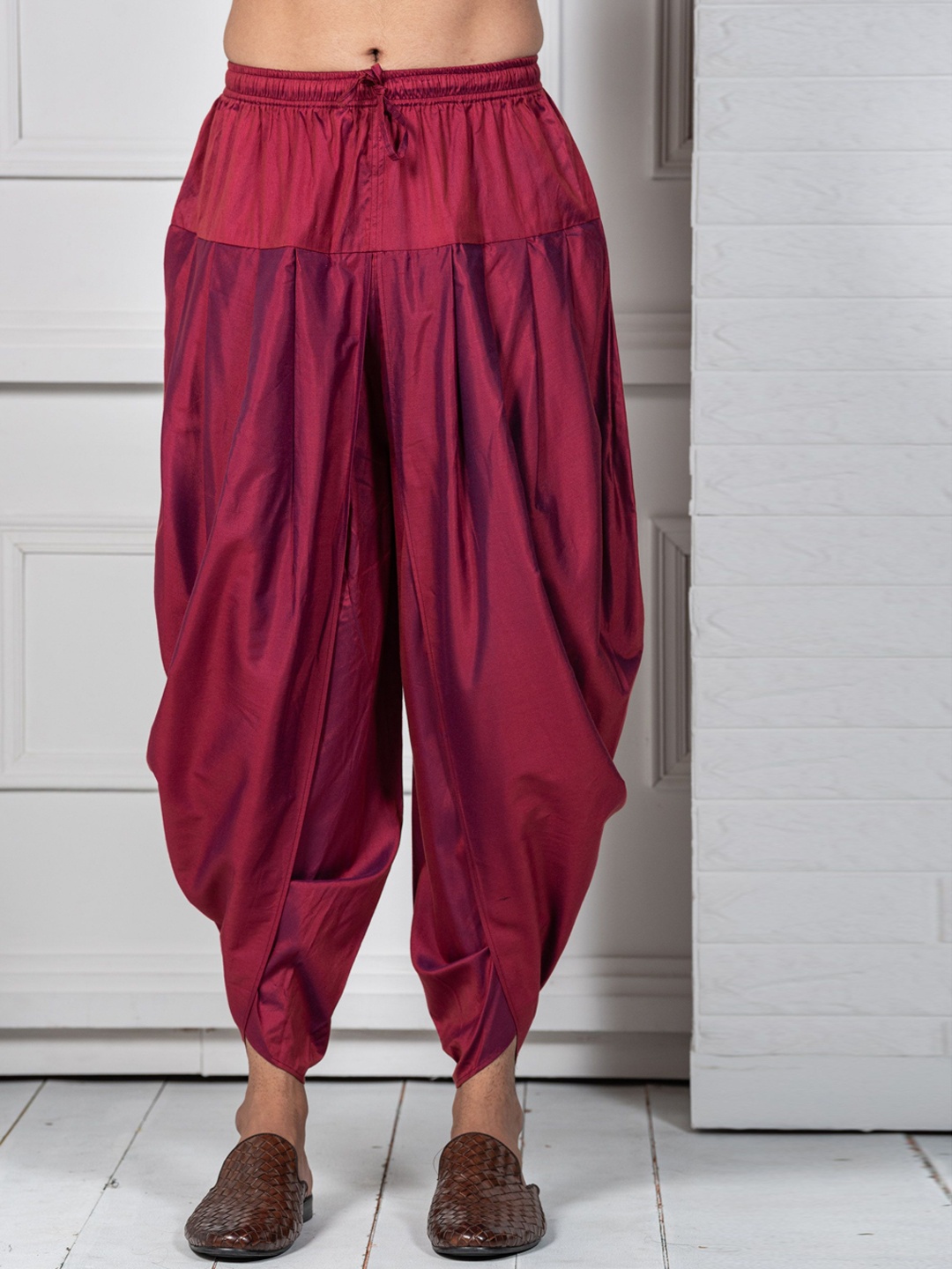 

KISAH Men Solid Dhoti Pant, Maroon