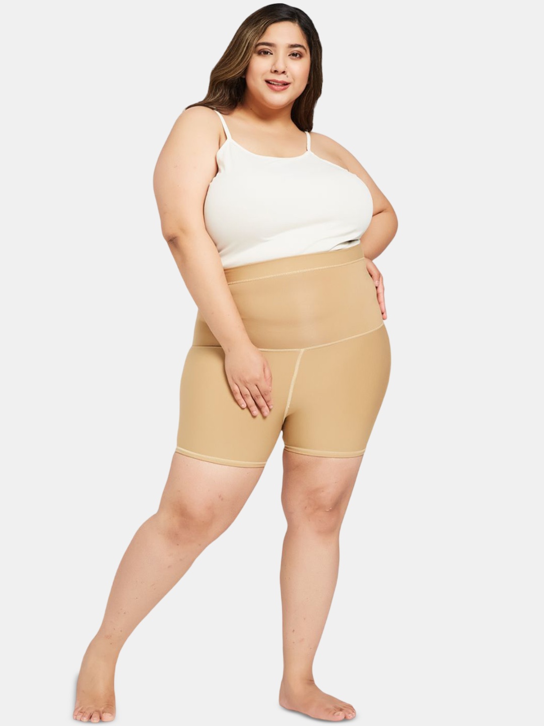 

Curves By ZeroKaata Women Plus Size Seamless High Waist Tummy & Thigh Shapewear, Nude