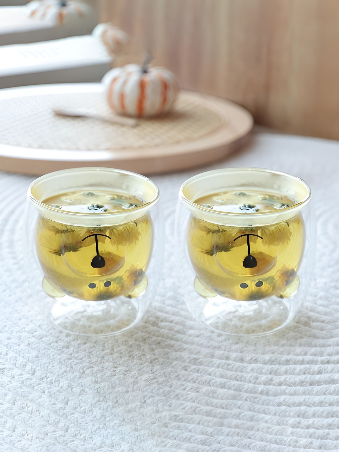

Kuber Industries Transparent & Yellow 2 Pieces Printed Glass Cups 250 ml