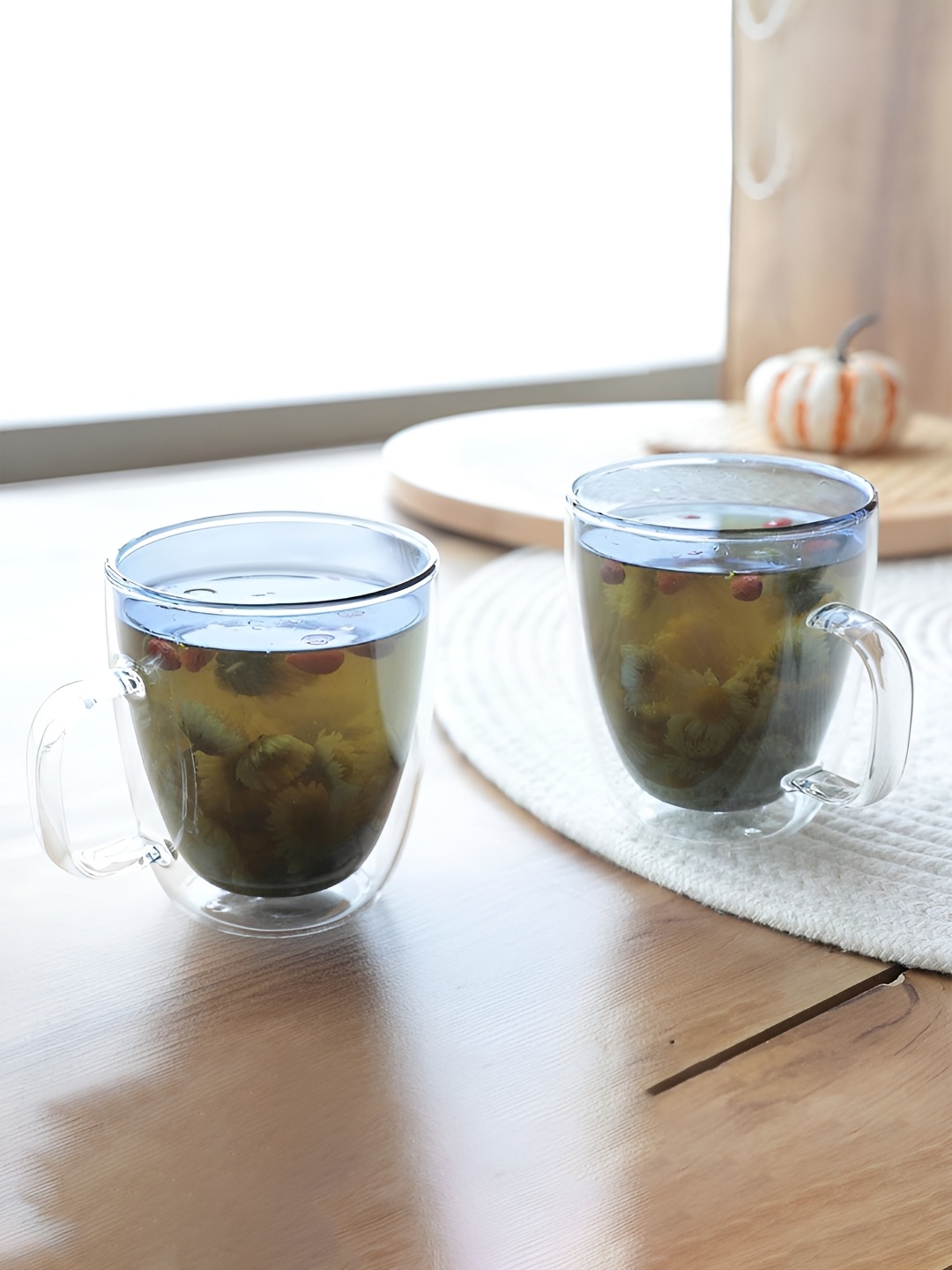 

Kuber Industries Blue 2 Pieces Glass Mugs 400 ml