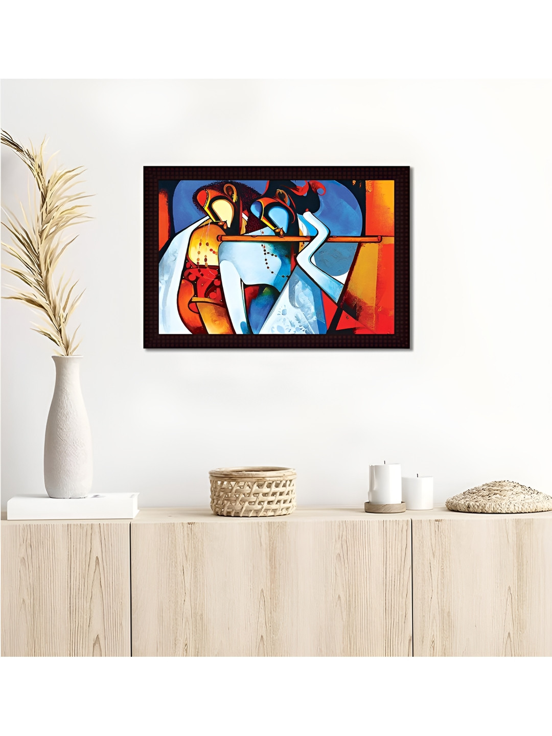 

Tamatina Blue & Red Radha & Krishna Cotton Canvas Wall Art