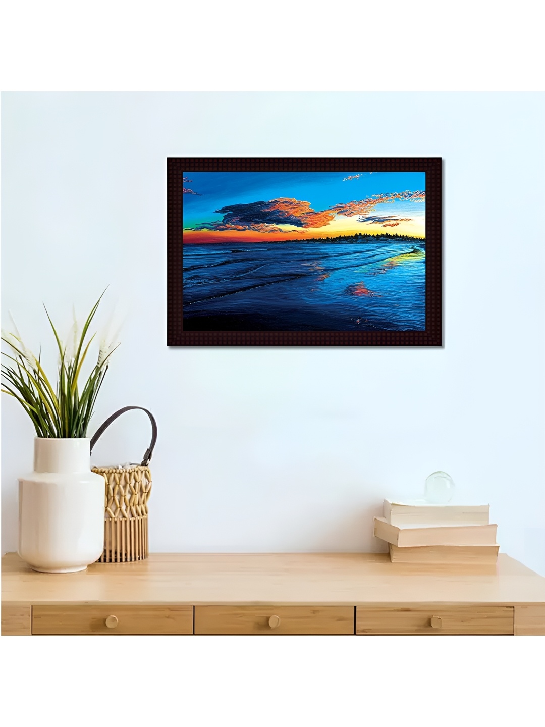 

Tamatina Blue & Red Wooden Framed Canvas Wall Art