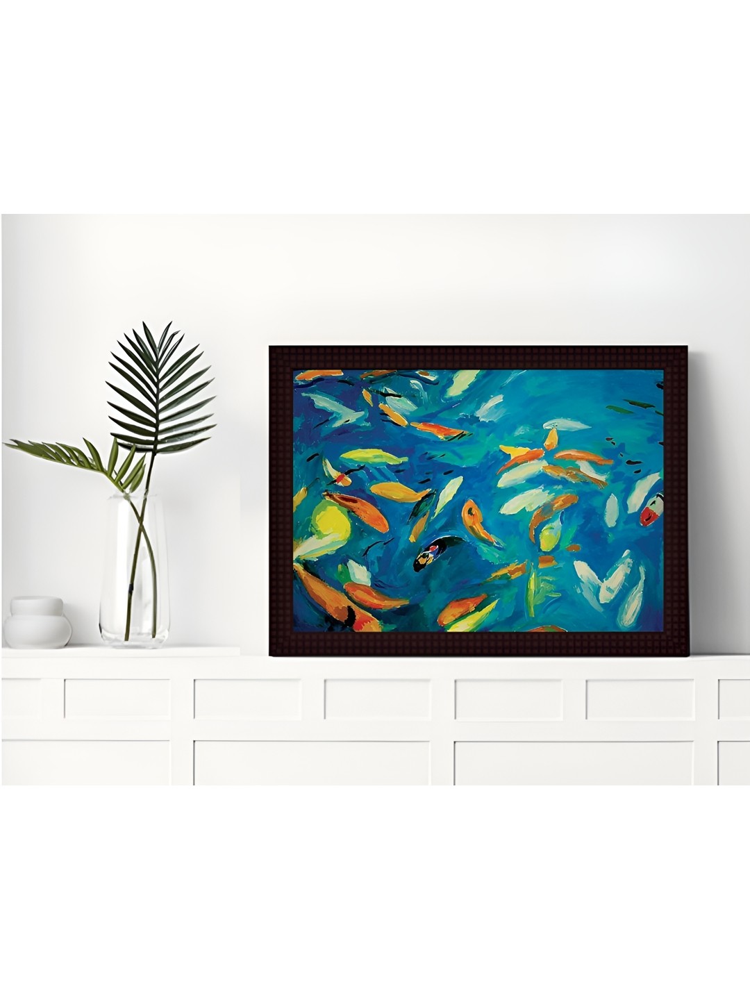 

Tamatina Blue & Orange Canvas Fishes in the Pond Painting Wall Art