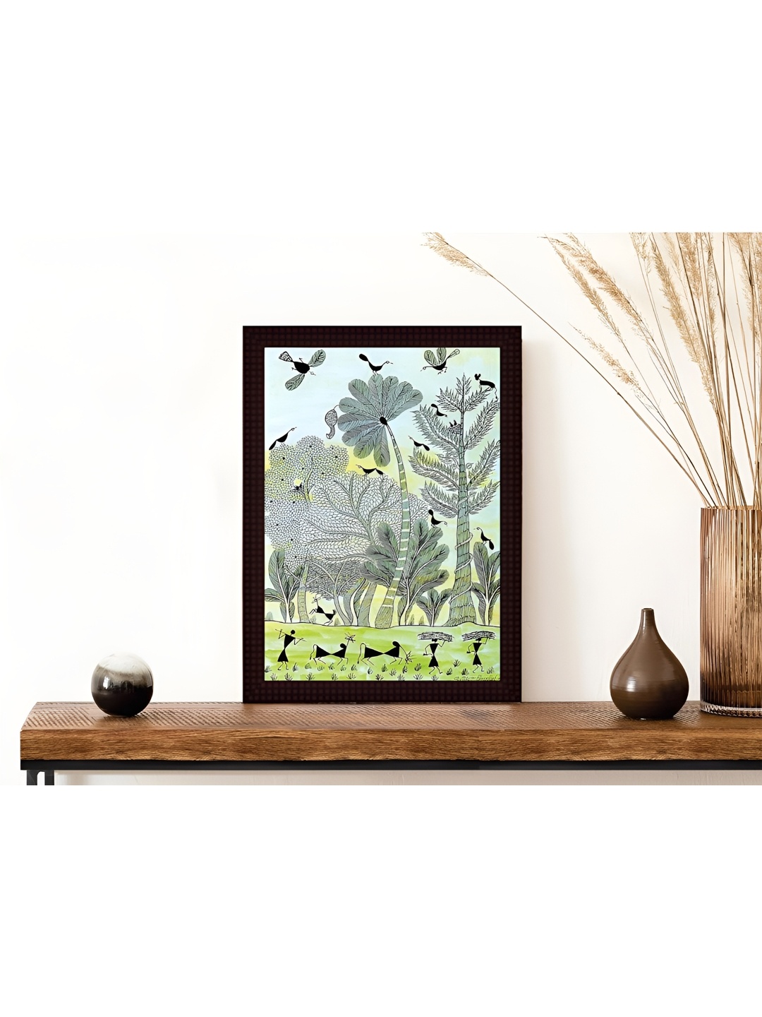 

Tamatina Green & Blue Canvas Men in The Field Painting Wall Art
