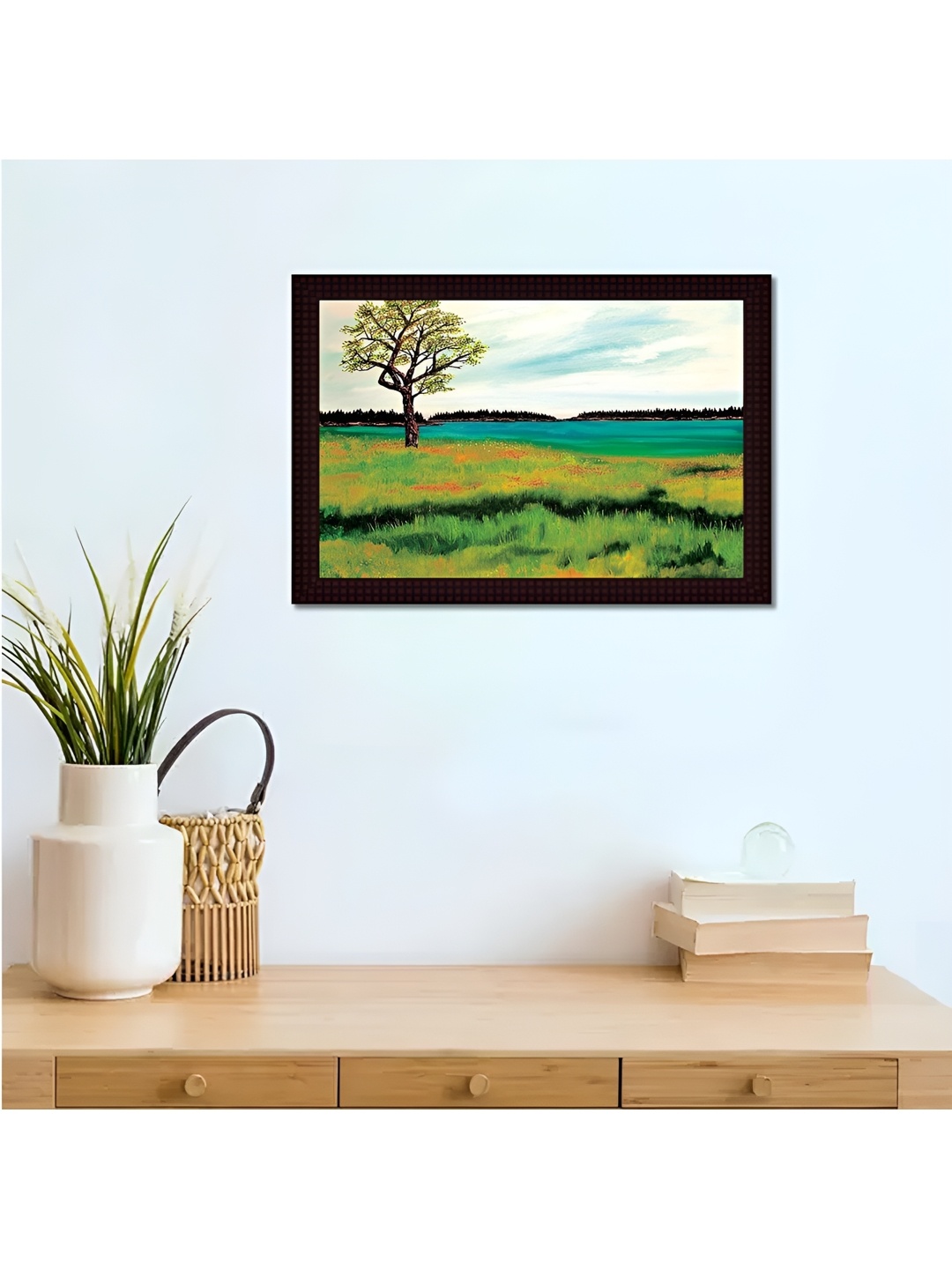 

Tamatina Green & White Field Cotton Canvas Wall Art