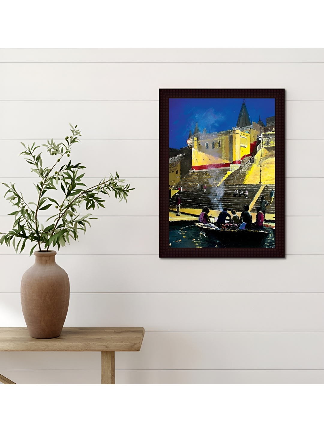 

Tamatina Blue & Yellow At The Ghats Of Ganga Cotton Canvas Wall Art