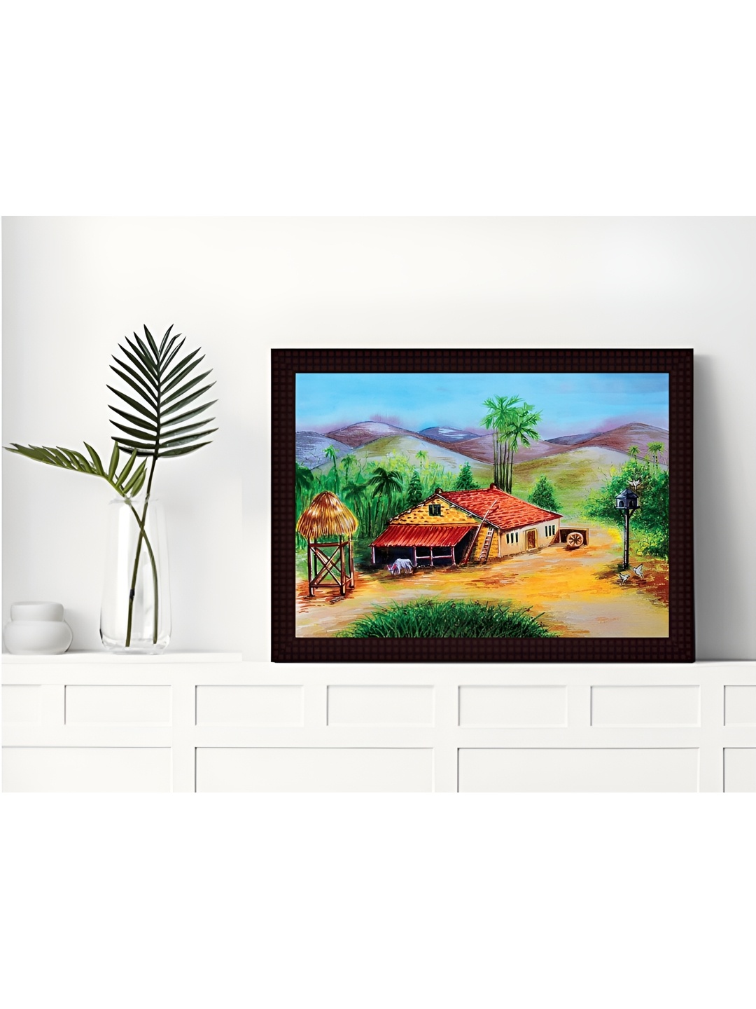 

Tamatina Green & Blue Printed Canvas Wall Art