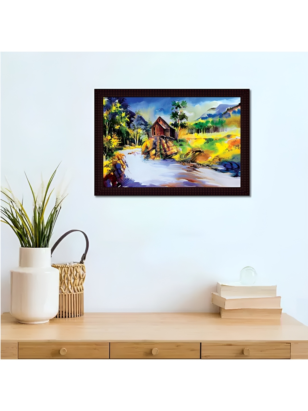 

Tamatina Green & Blue Malana Village Cotton Canvas Wall Art