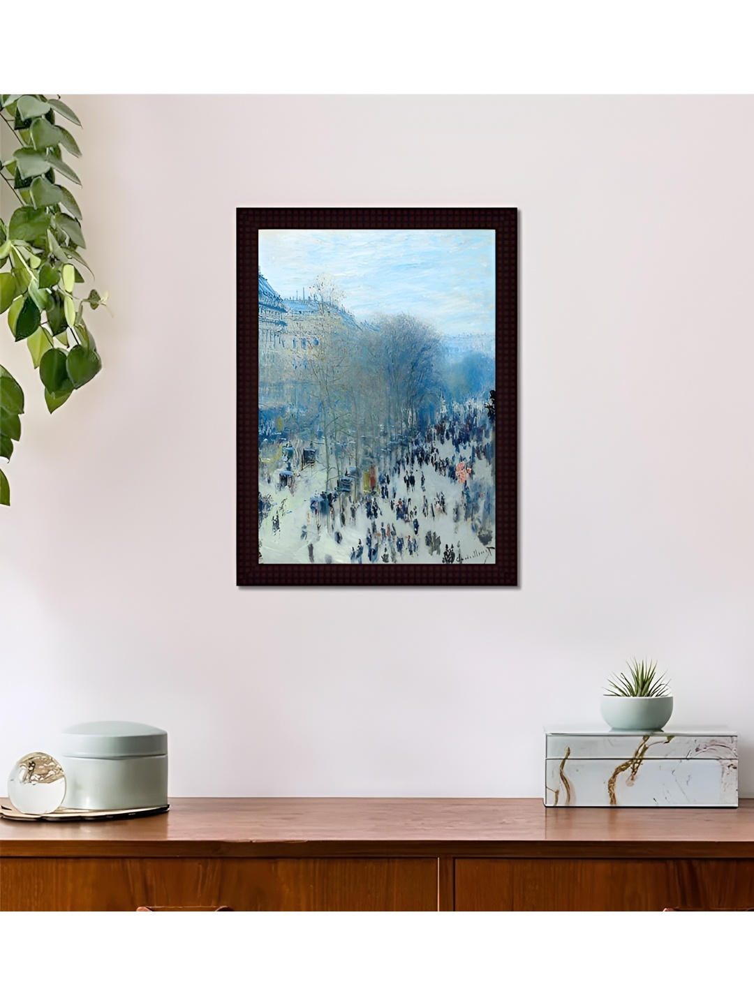 

Tamatina Black & Blue Printed Wooden Framed Painting Wall Art
