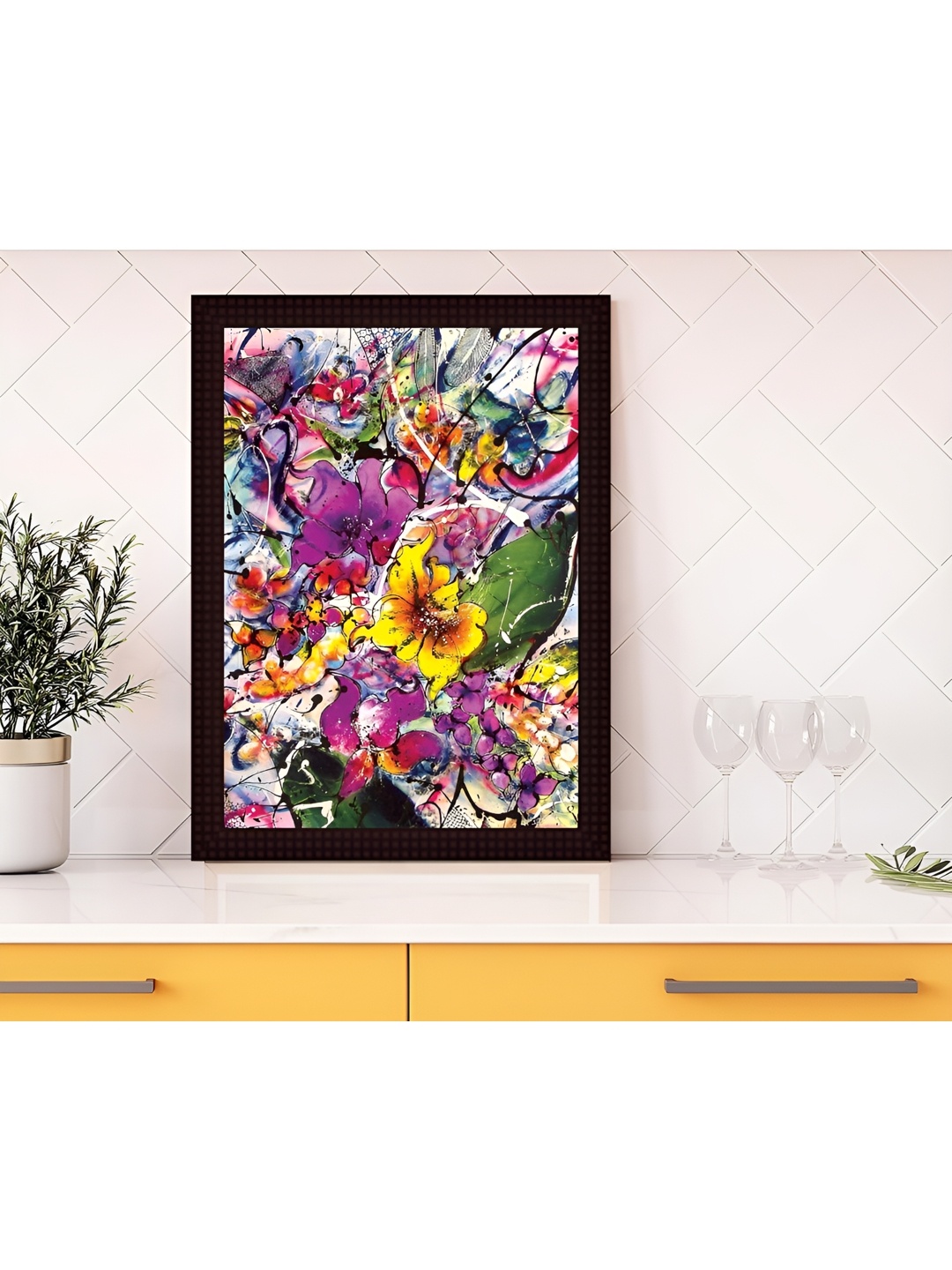 Tamatina Pink & Purple Flowers Cotton Canvas Wall Art