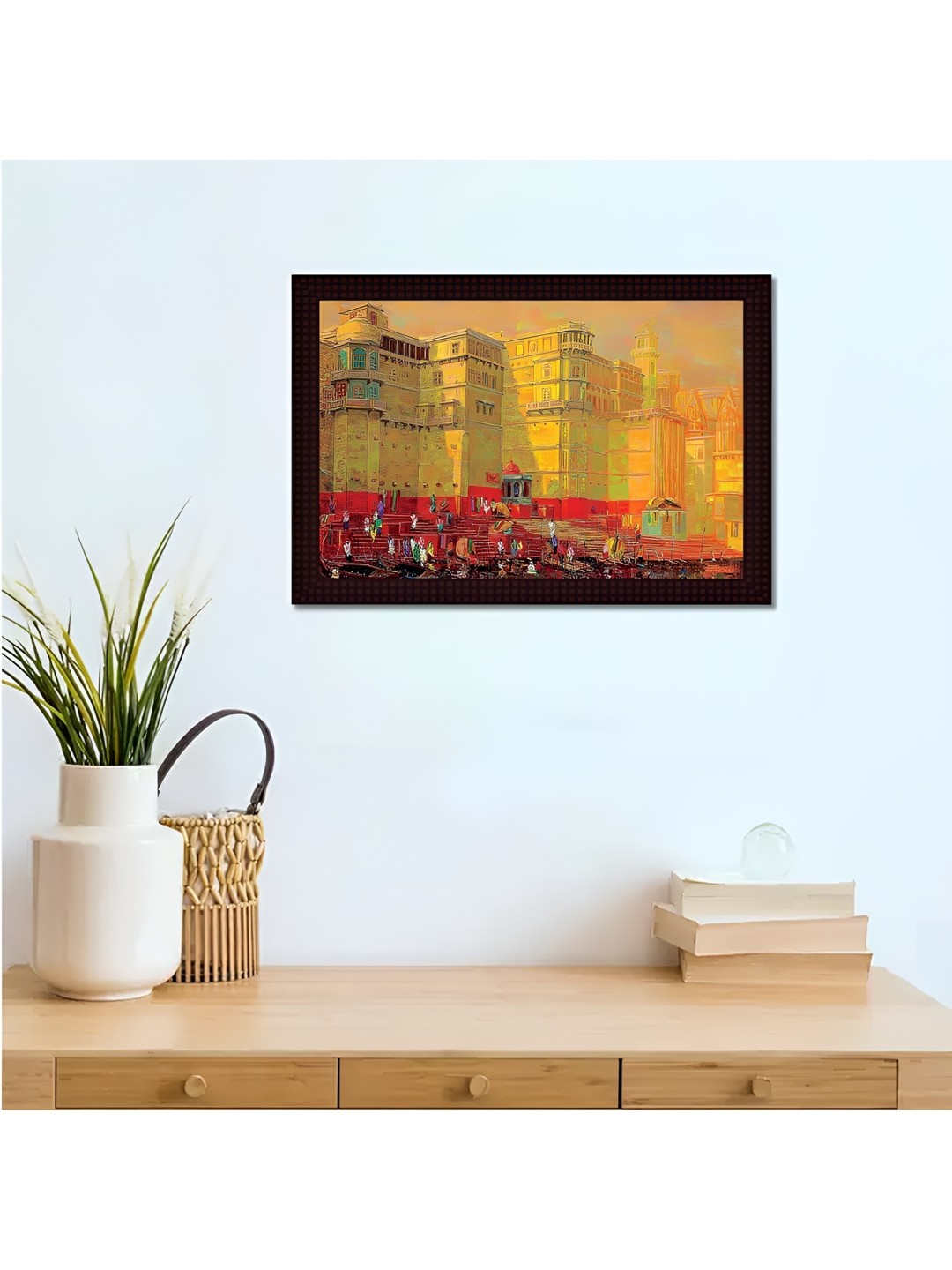 

Tamatina Yellow & Red Ghat of Ganga Canvas Wall Art