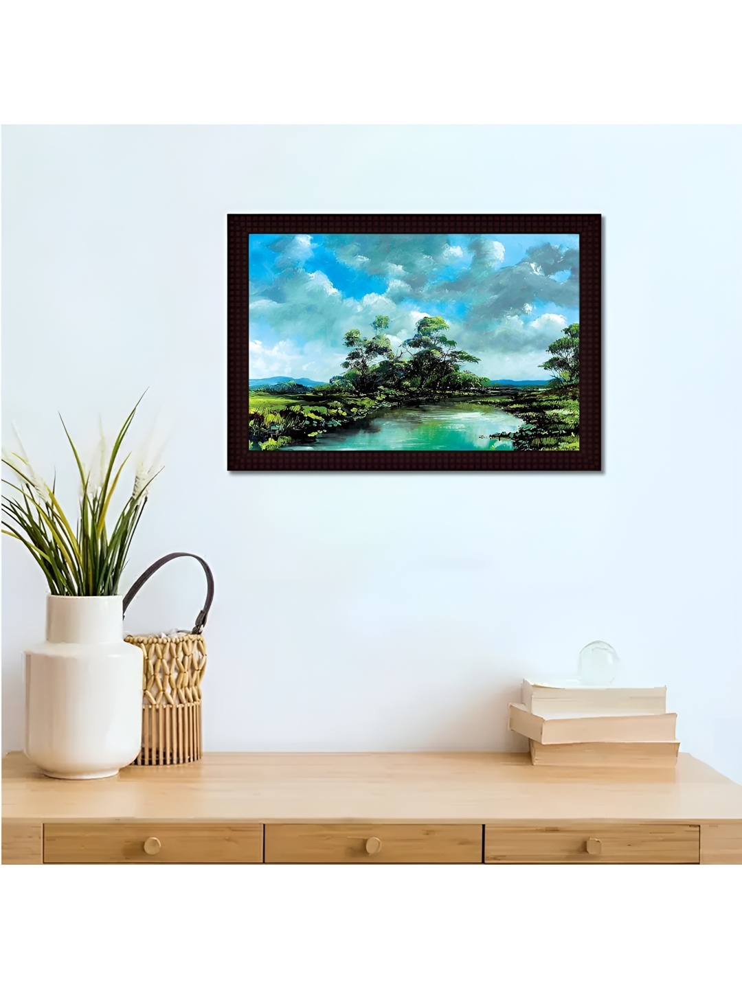 

Tamatina Blue & Green A Scene Of Nature Cotton Canvas Wall Art