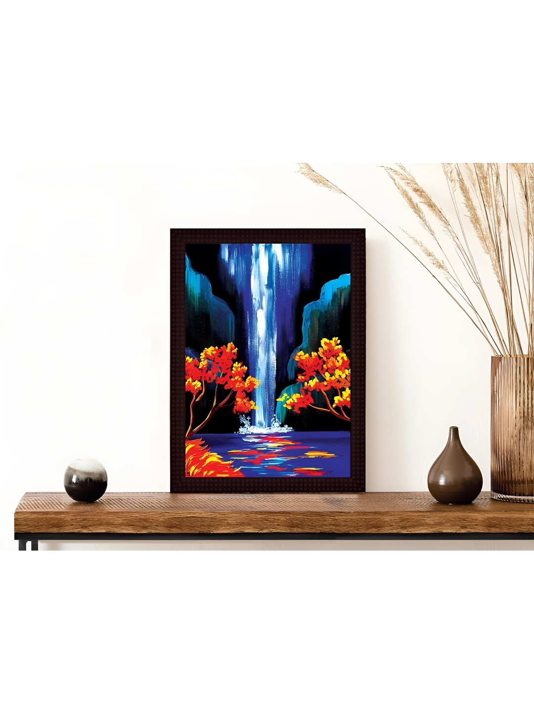 

Tamatina Blue & Orange-Coloured Printed Wooden Wall Paintings