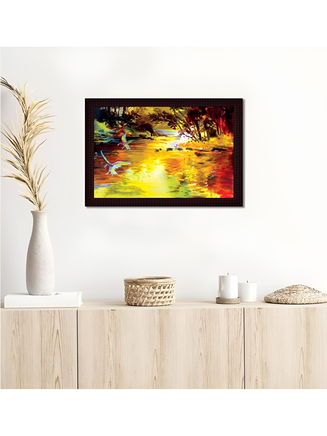 

Tamatina Yellow & Orange-Colored Canvas Framed Wall Painting