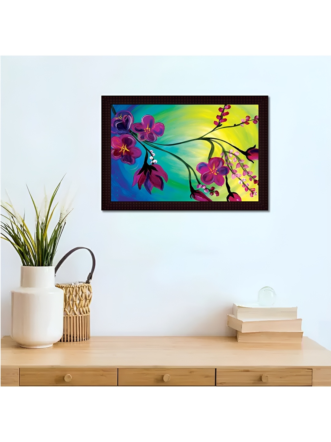 

Tamatina Blue & Yellow Floral & Botanical Cotton Canvas Wall Art