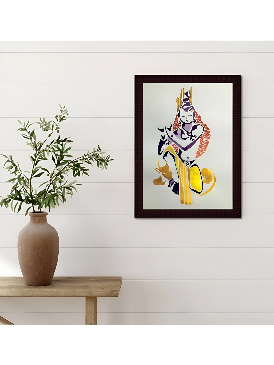 Tamatina Brown & White Framed Religious Wooden Wall Painting
