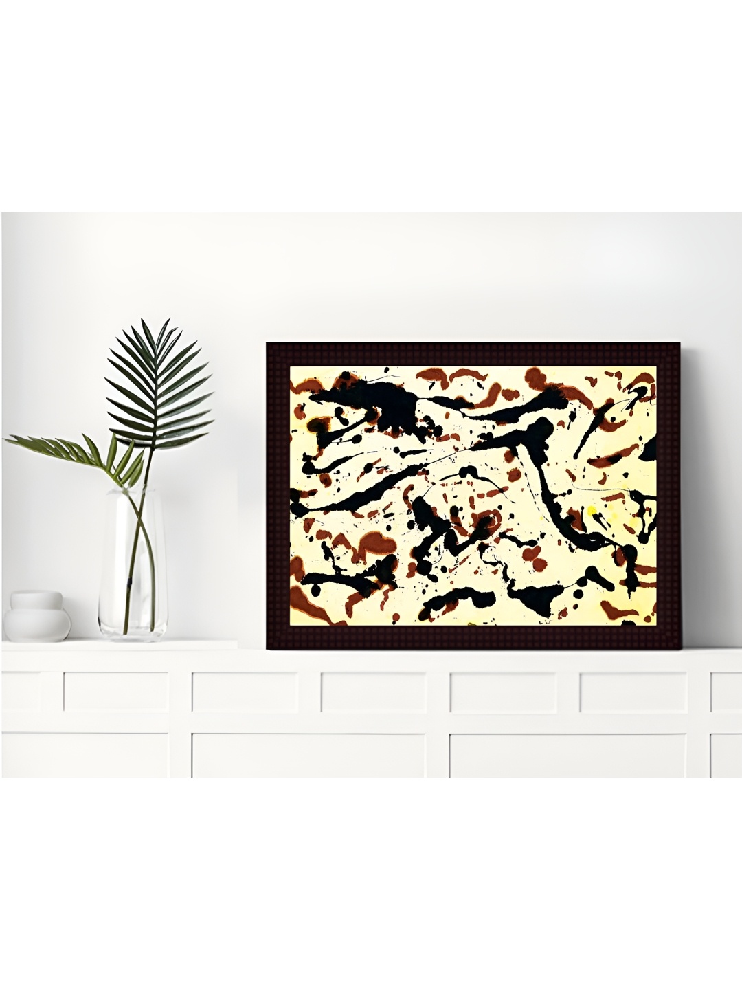 Tamatina Beige & Black Printed Cotton Canvas Wall Art