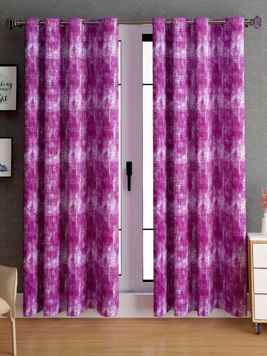 

Lunar Days Pink Set of 2 Floral Room Darkening Long Door Curtain