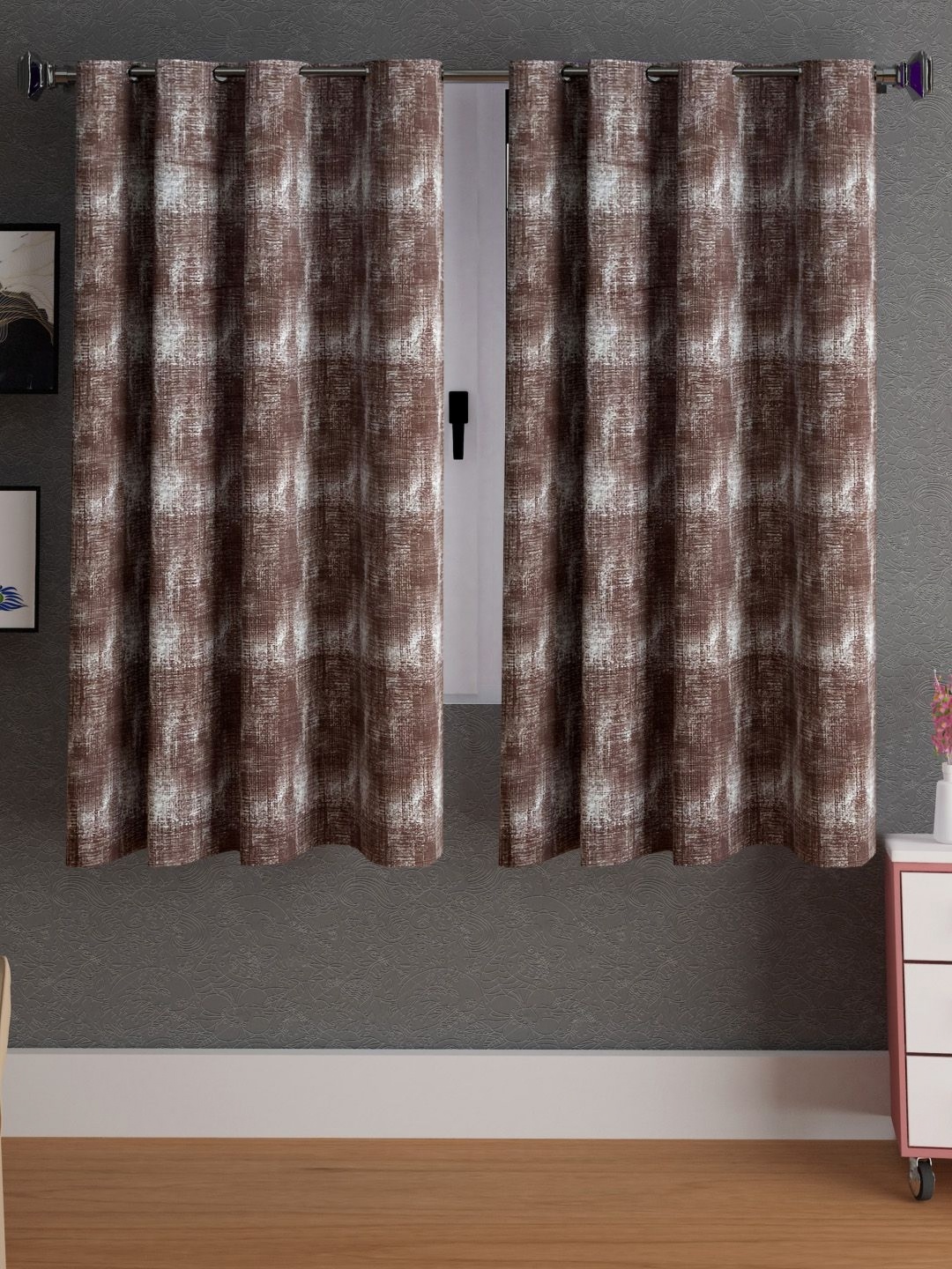 

Lunar Days Brown Set of 2 Floral Room Darkening Window Curtain