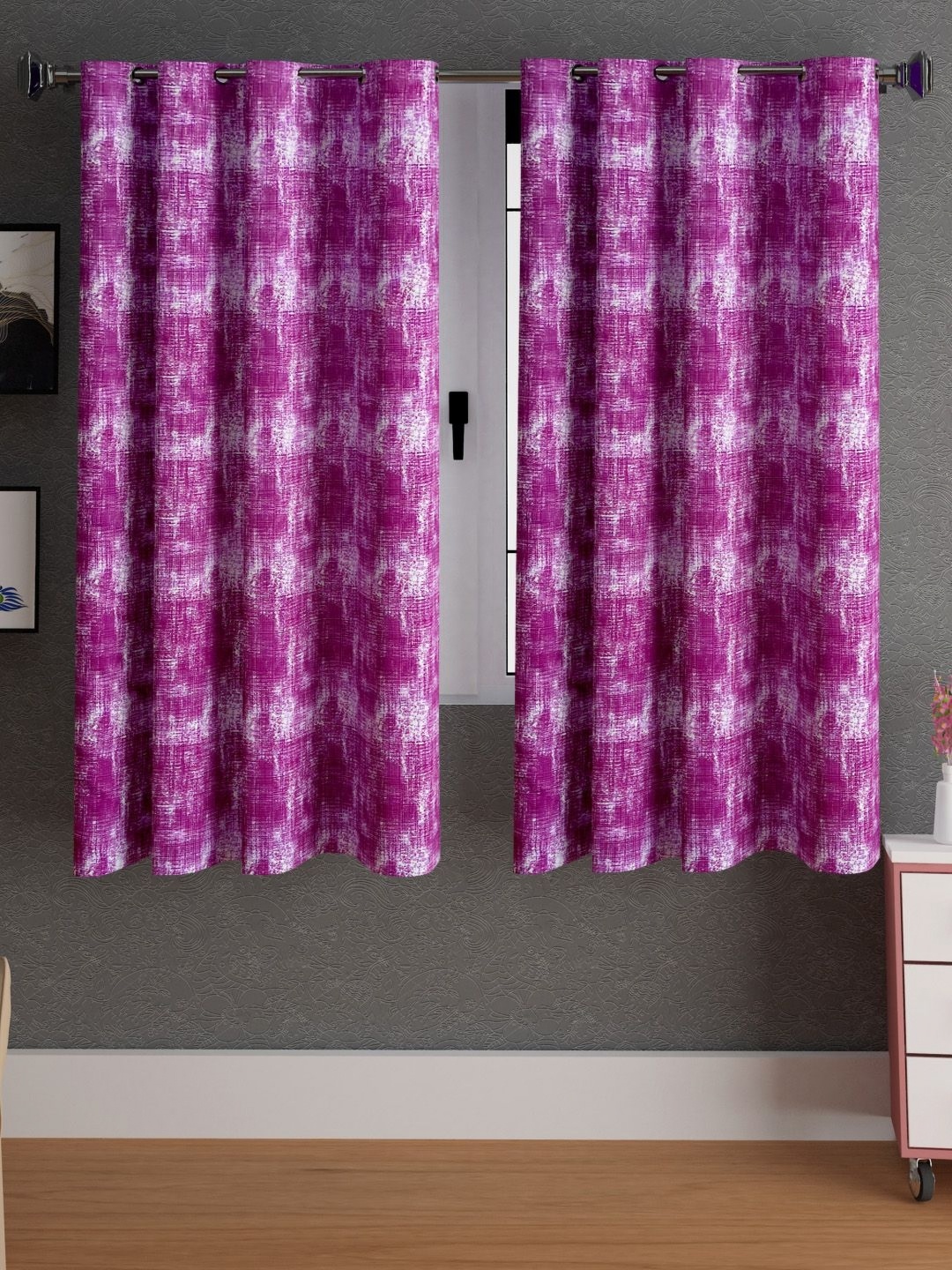 

Lunar Days Pink Set of 2 Floral Room Darkening Window Curtain