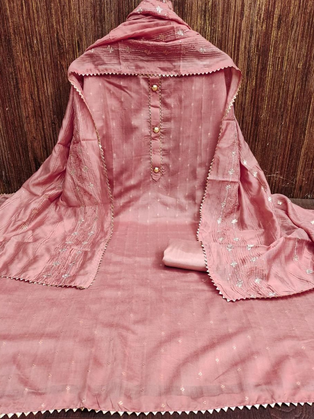 

LeeliPeeri Designer Dyed Unstitched Dress Material, Pink