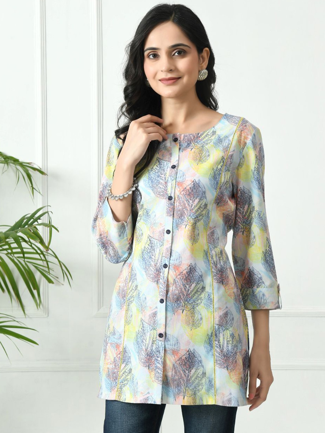 

MEESAN Printed Tunic, Blue