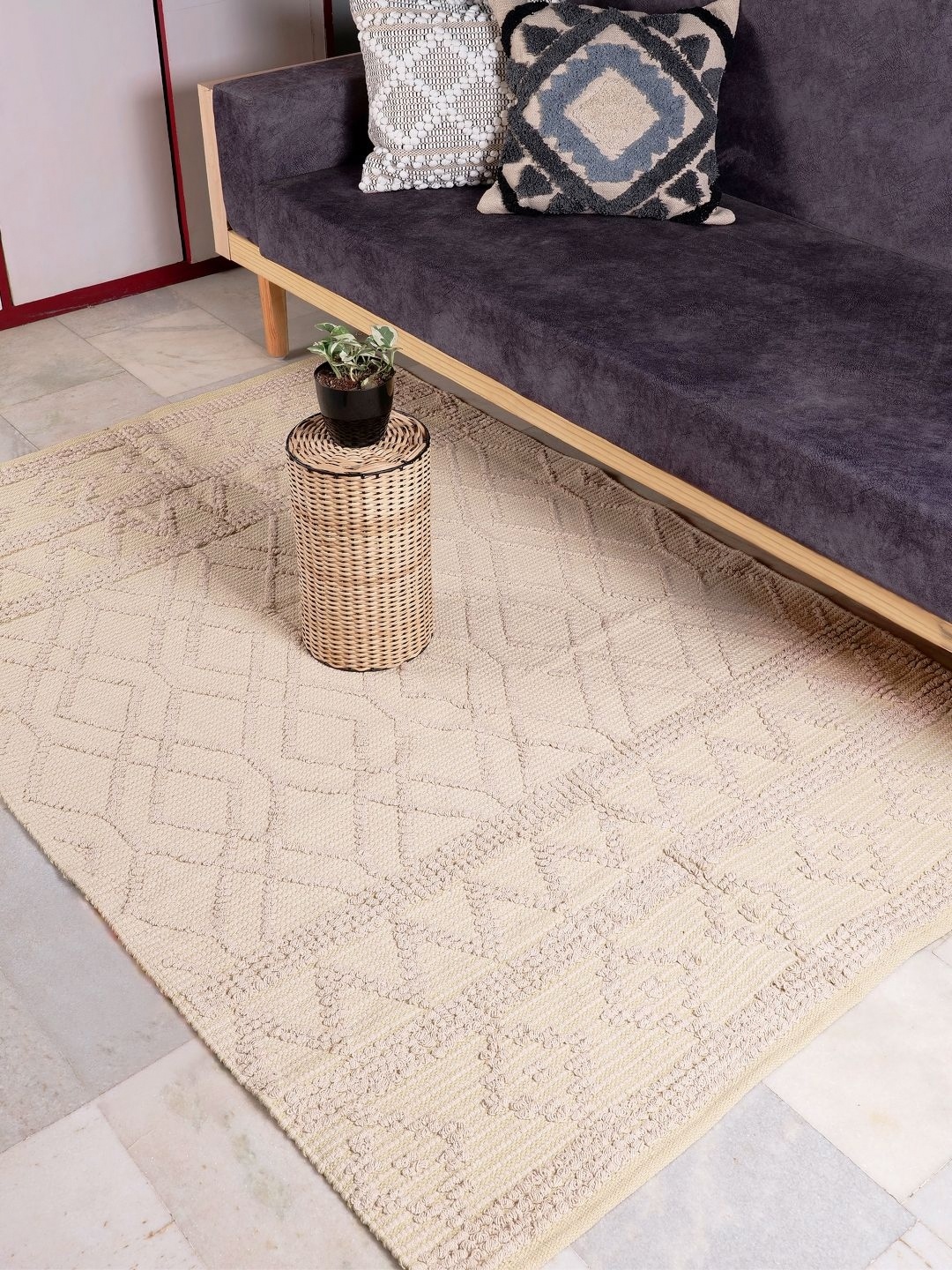 

Decazone Brown Geometric Cotton Carpet