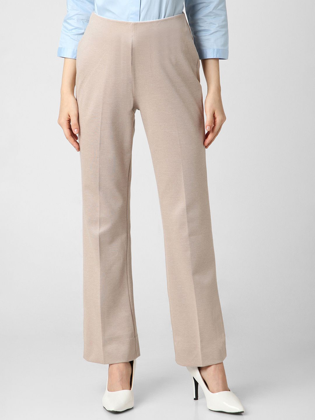 

Van Heusen Woman Textured Formal Regular Fit Trousers, Beige