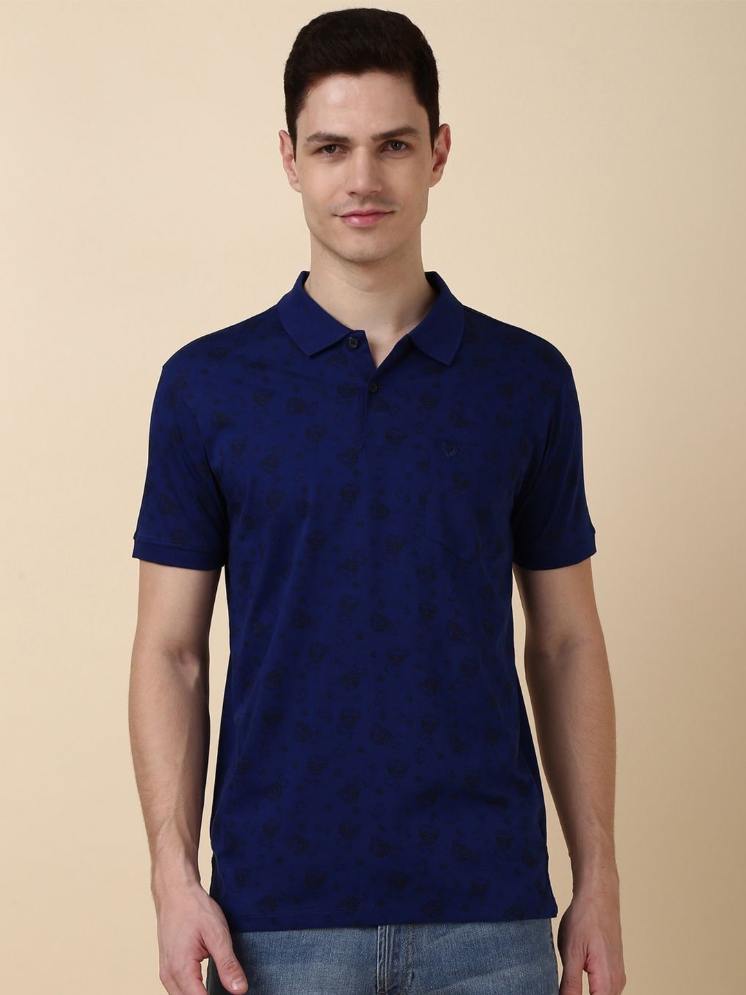 

Allen Solly Men Floral printed Polo Collar Pocket T-shirt, Blue