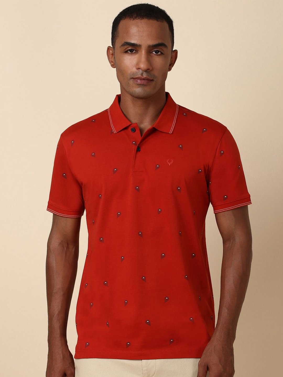 

Allen Solly Men Printed Polo Collar T-shirt, Red
