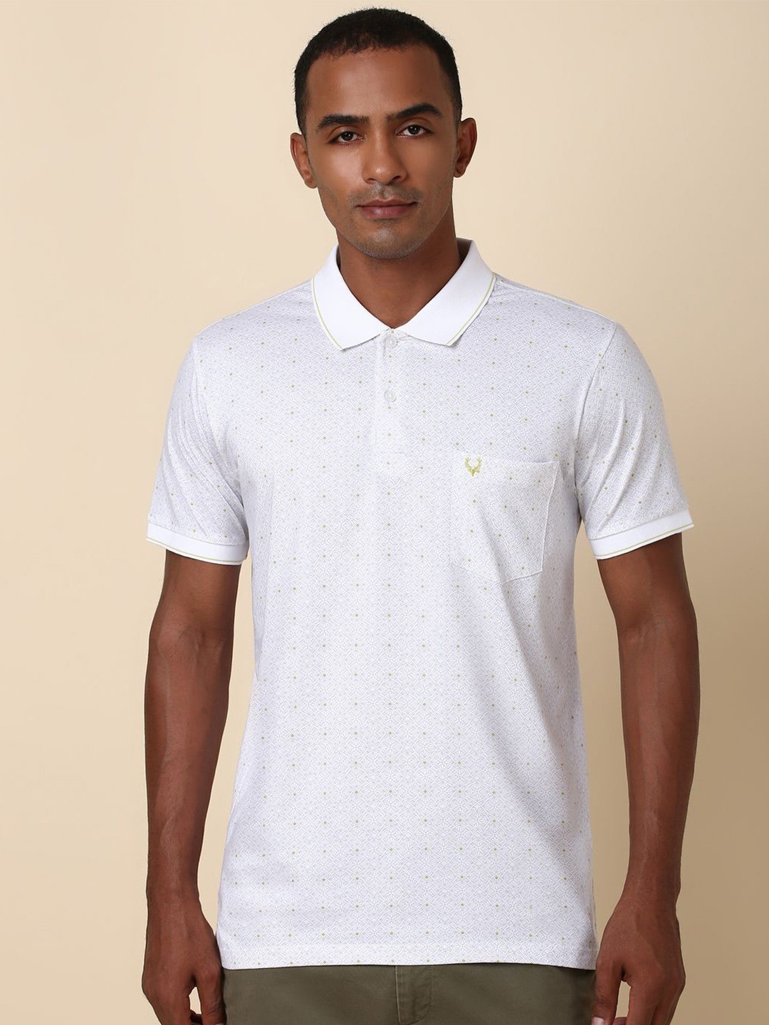 

Allen Solly Men Printed Polo Collar Pocket T-shirt, White