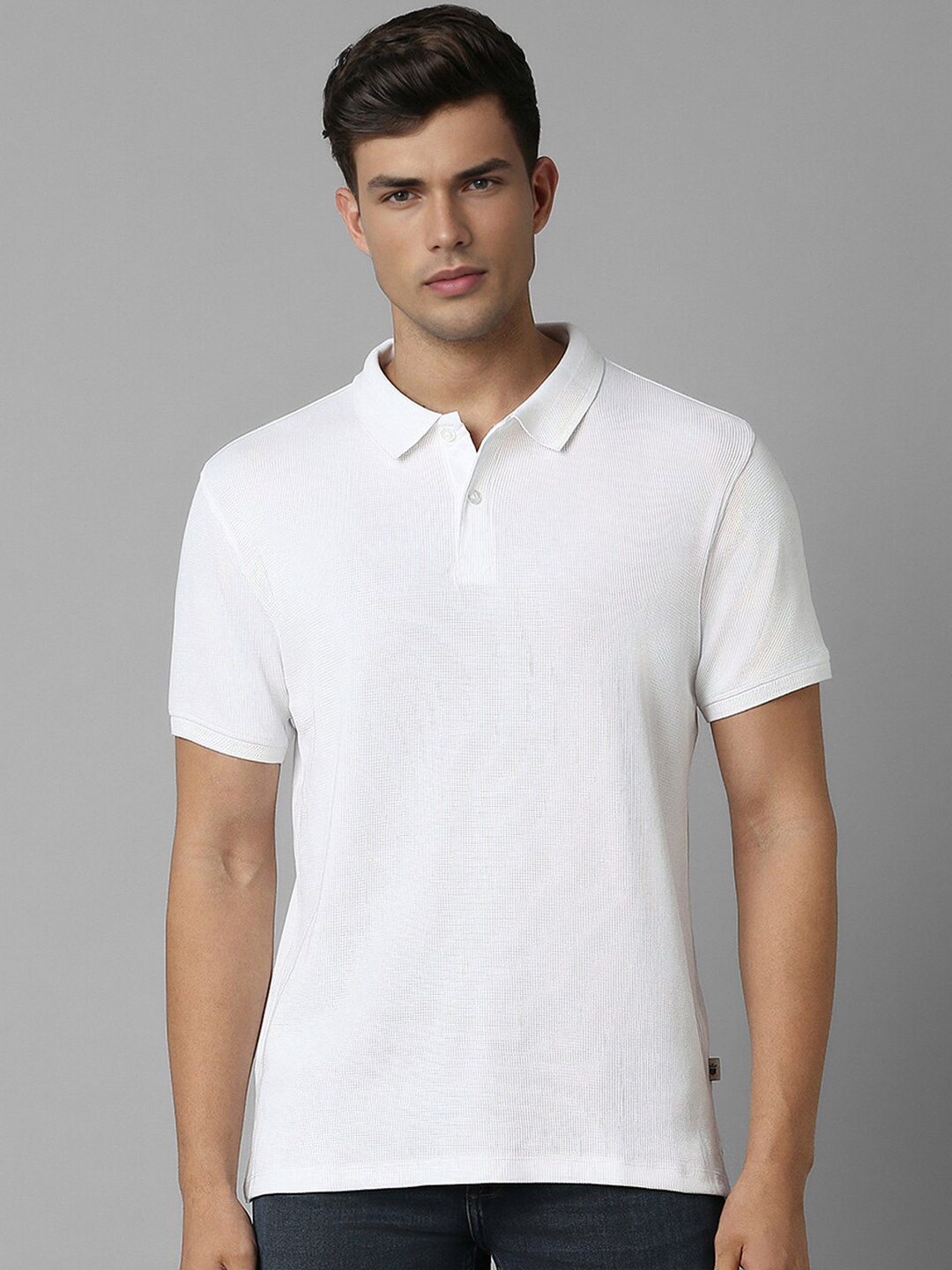 

Louis Philippe Jeans Men Solid Polo Collar Slim Fit Cotton T-shirt, White