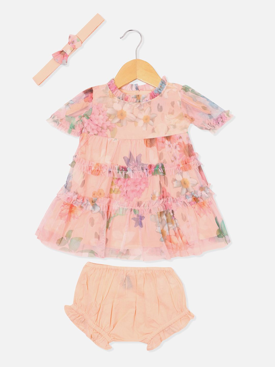 

Allen Solly Junior Floral Print Puff Sleeve A-line Dress, Peach
