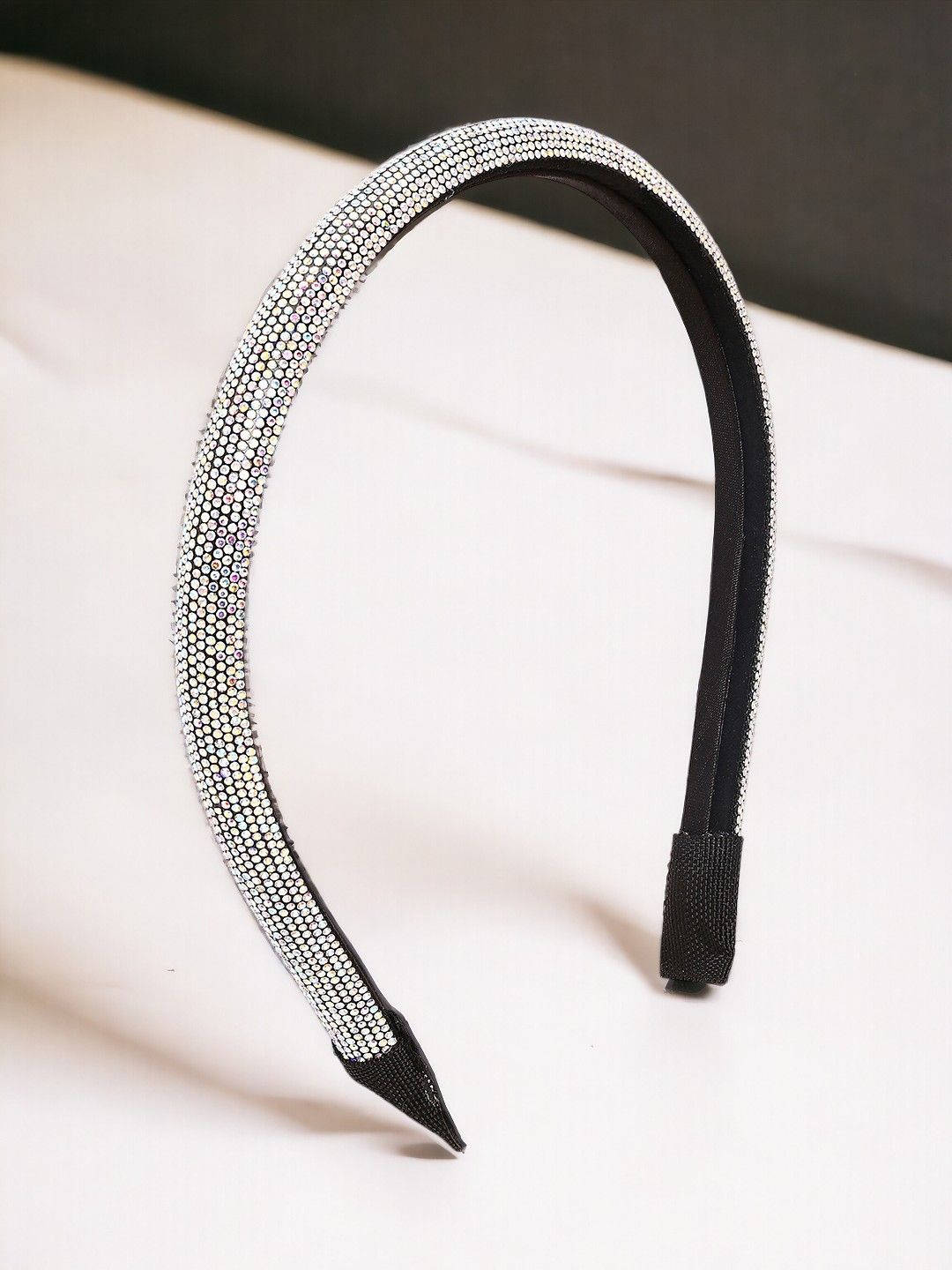 

OOMPH Women Black Crystal Embellished Hairband, Silver