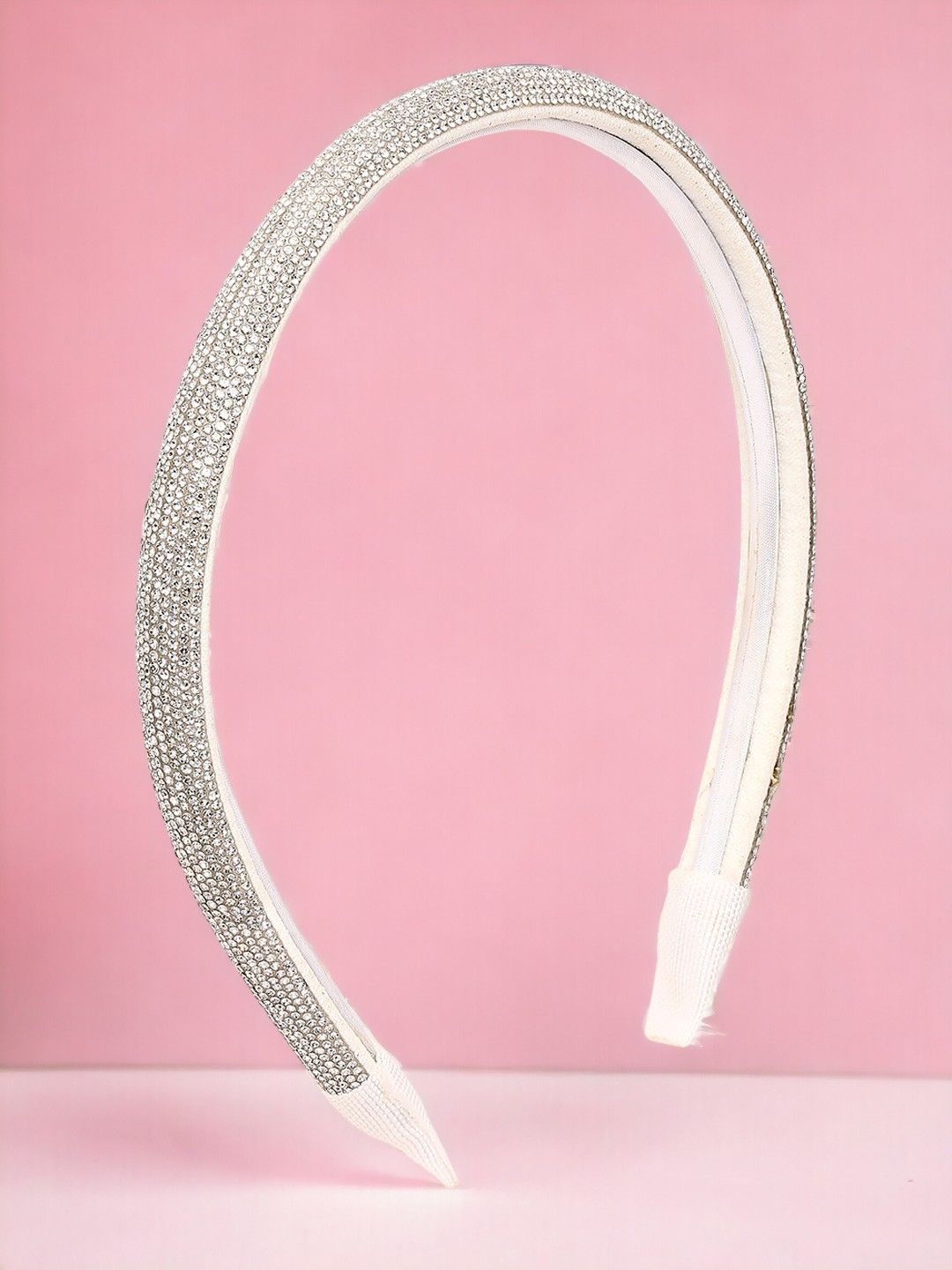 

OOMPH Women Silver Crystal Embellished Thick Hairband