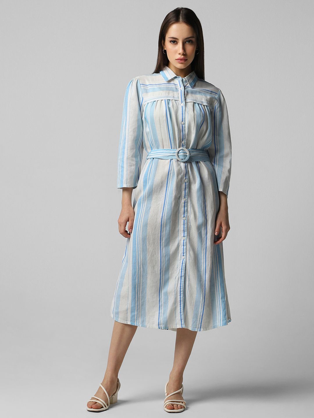 

Van Heusen Woman Striped Shirt Midi Dress, Blue