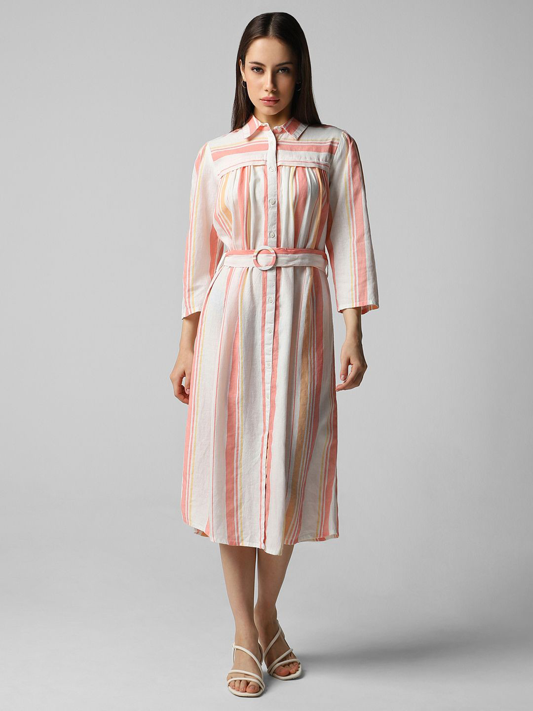 

Van Heusen Woman Striped Shirt Midi Dress, Multi