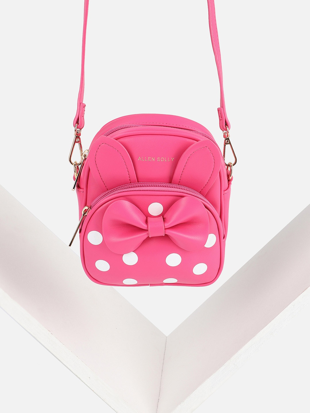 

Allen Solly Junior Printed PU Structured Sling Bag with Applique, Pink