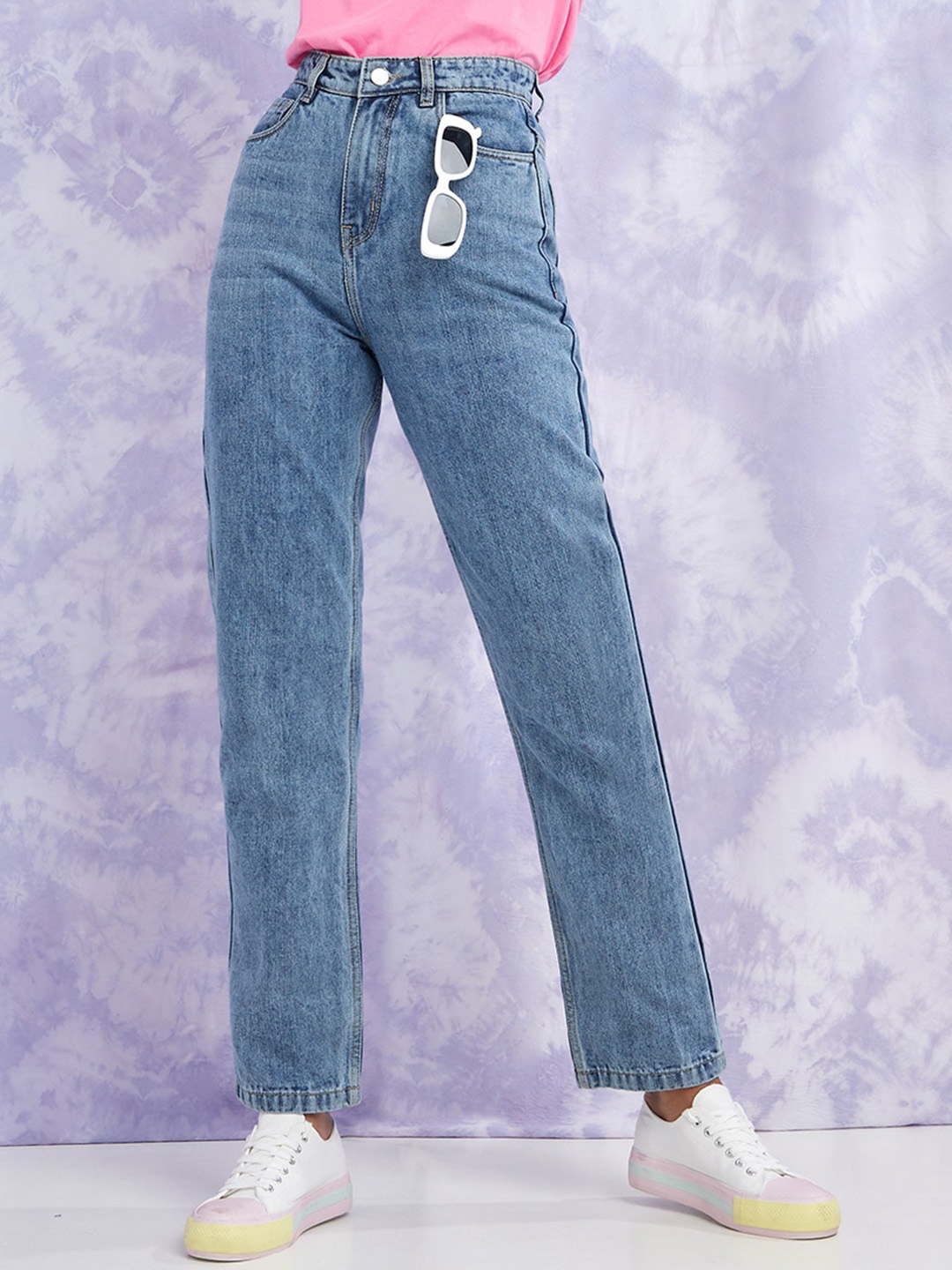 

Styli Women High Rise Stretchable Straight Leg Jeans, Blue
